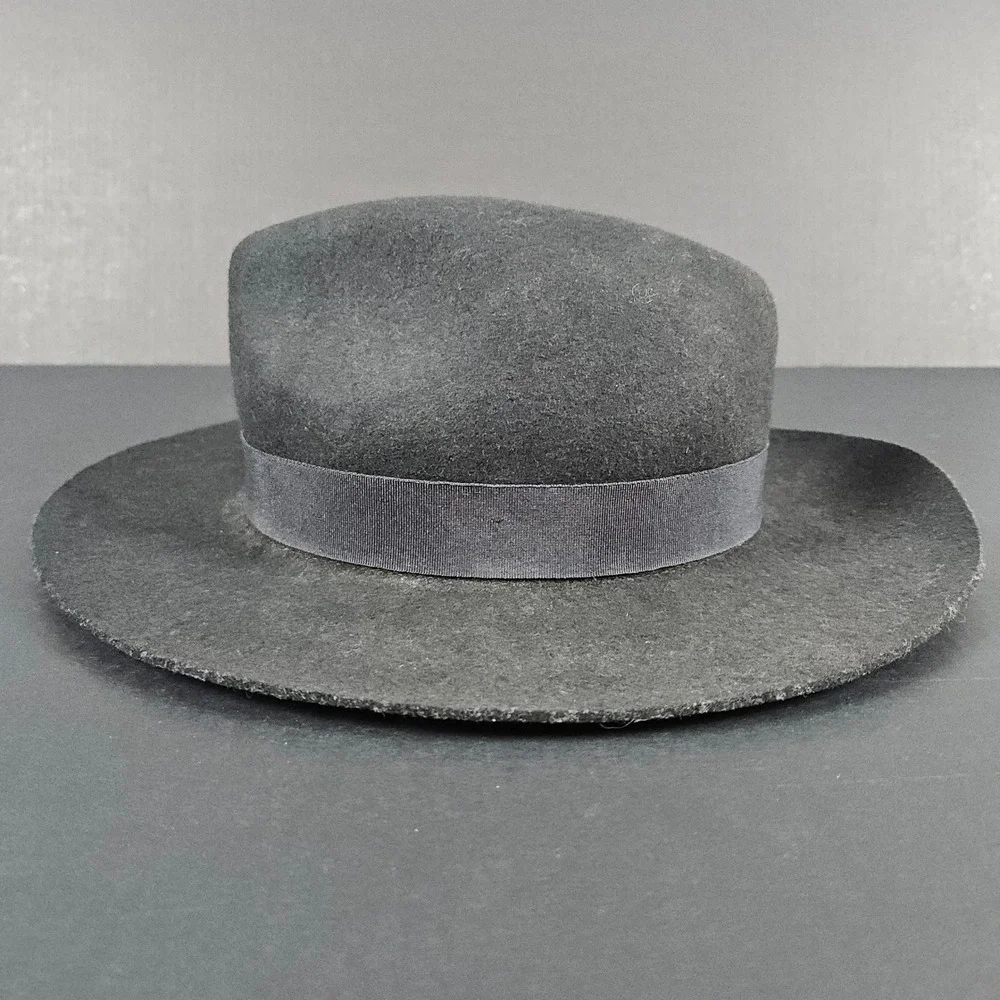Lack of Color Black Wool Fedora Hat 57cm - 12 1/2 Inch Wide Brim Bow Detail WEAR